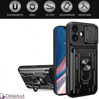 6in1 smūgiams atsparus dėklas su kortelių dėklu - juodas (Apple Iphone 17) 6in1 smūgiams atsparus dėklas su kortelių dėklu - juodas (Apple Iphone 17)
